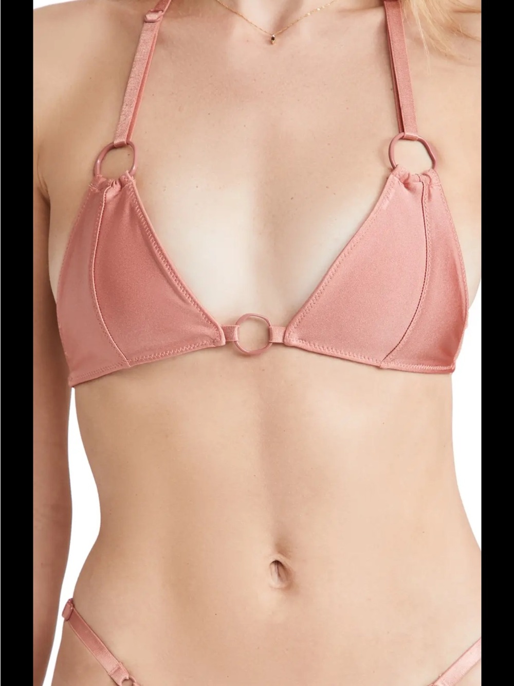 cult gaia Dusty Rose Triangle Bralette with Ring Accents